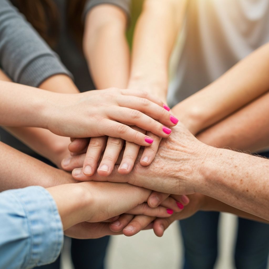 Hands together in unity